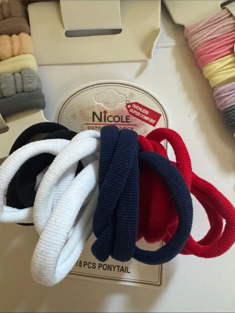 Nicole soft&getle Elastic Hair Tie Set Assorted Colors 6sets 52 ties